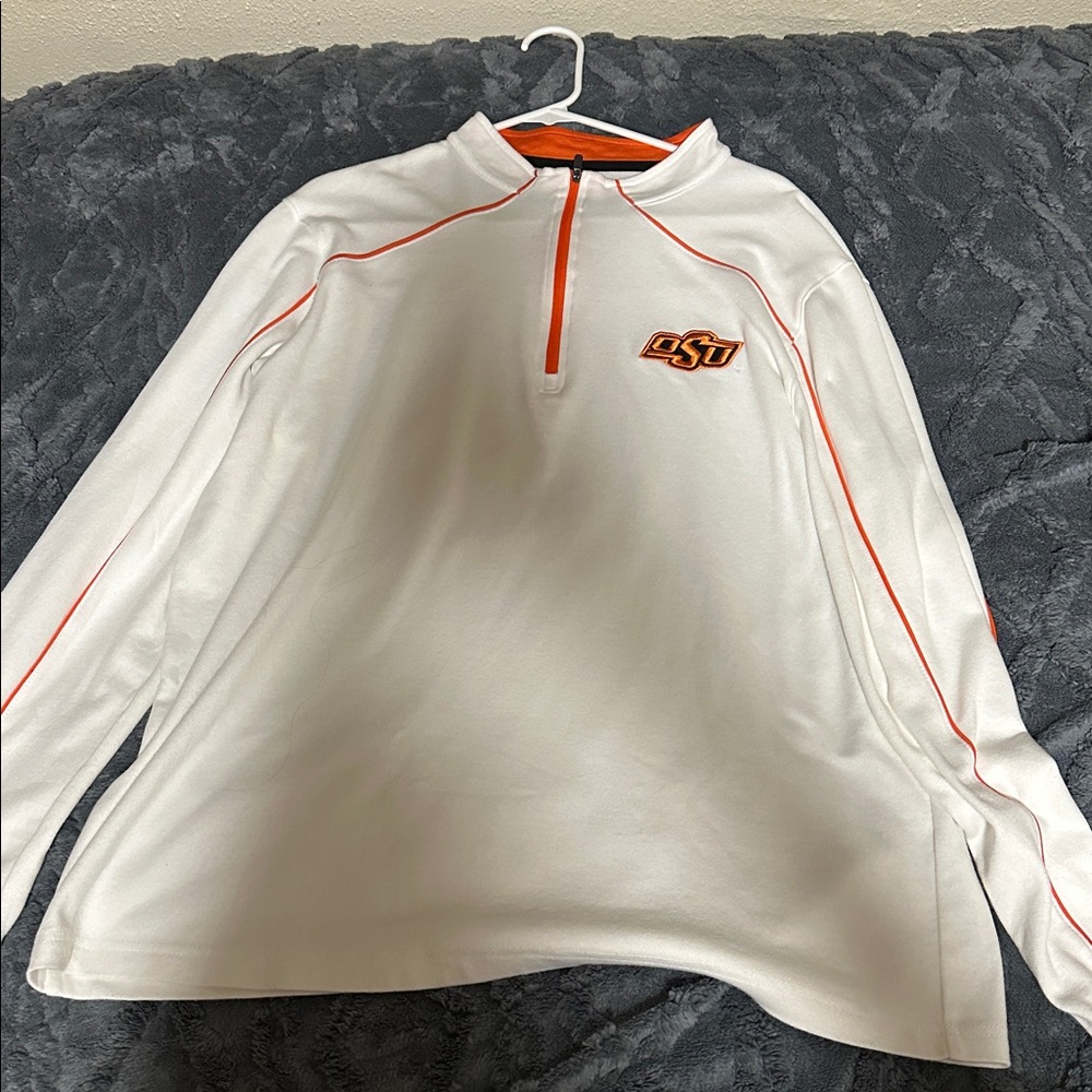 Colosseum White and Orange Quarter-Zip Pullover